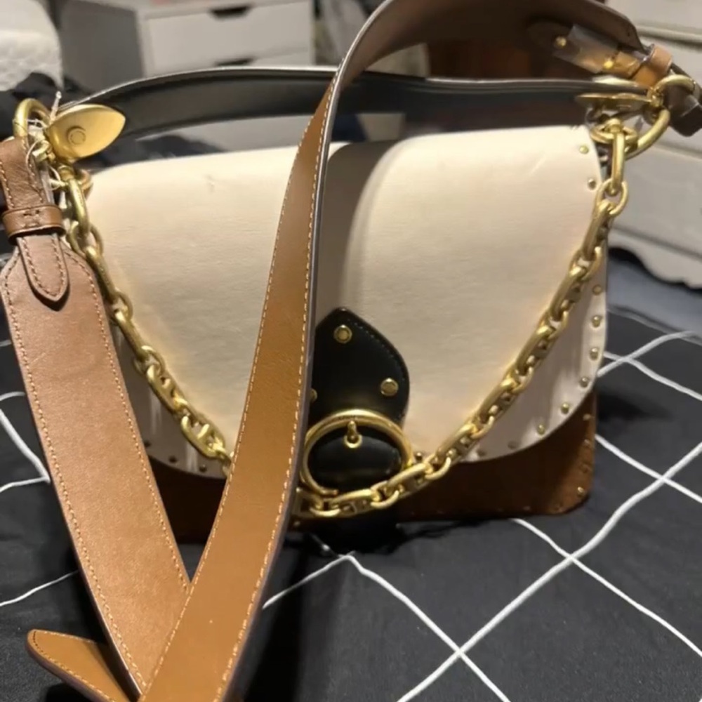 Elegant Cream and Brown Women's Bag
